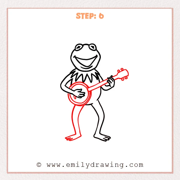 how to draw a kermit the frog - Step 6